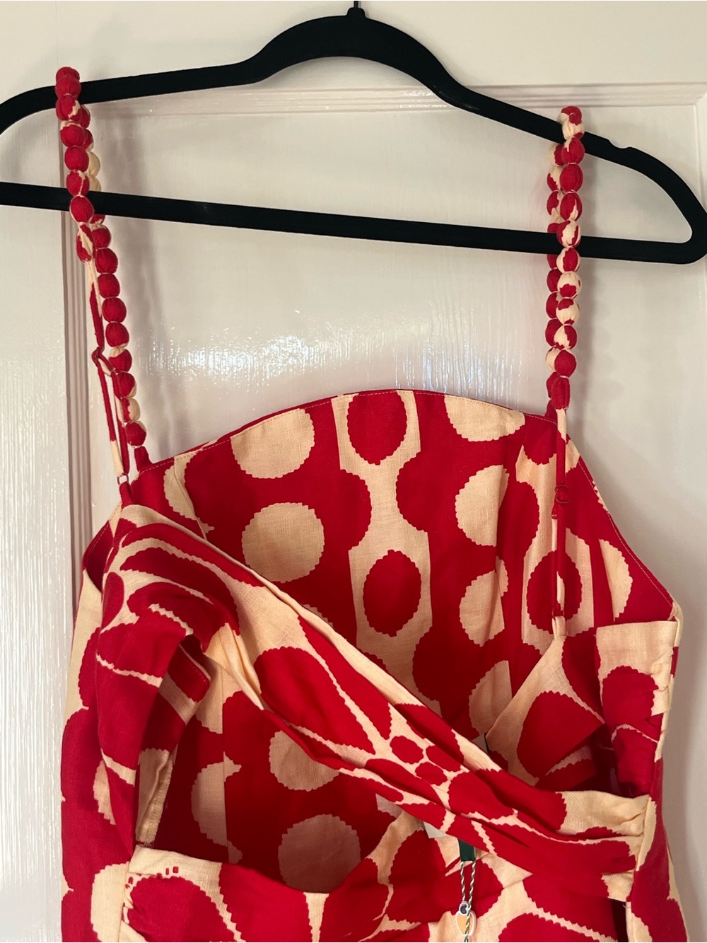 Red and Cream Floral Strap Sundress Palermo Sleeveless MIDI Dress - Picture 11 of 12